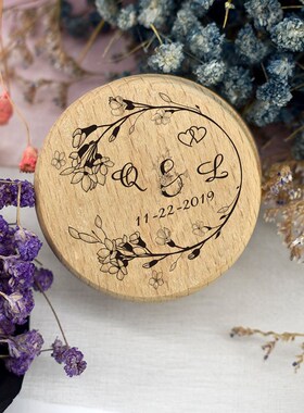 Personalized Rustic Wedding Wood Ring Box Holder Custom Your