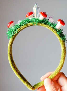 Fantasy Forest Mossy Mushroom Crown Fairy Headband Woodland