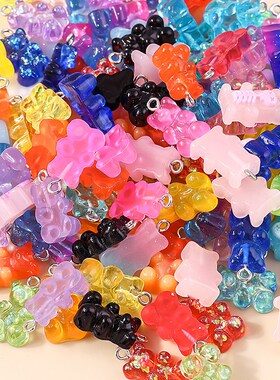 30colors 10pcs 22X11mm Candy Color Gummy Mini Bear Charms fo