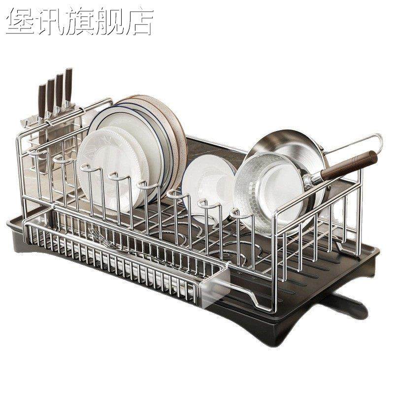 堡讯不锈钢厨房沥水架水槽边碗碟收纳架碗筷碗架台面收纳拉车盖布,淘宝优惠券,粉丝福利购,淘宝优惠卷