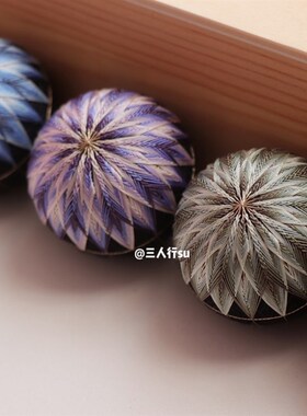 万花筒 7色 三人行手鞠球车挂材料包 基础绣法 新手可试 周长14cm