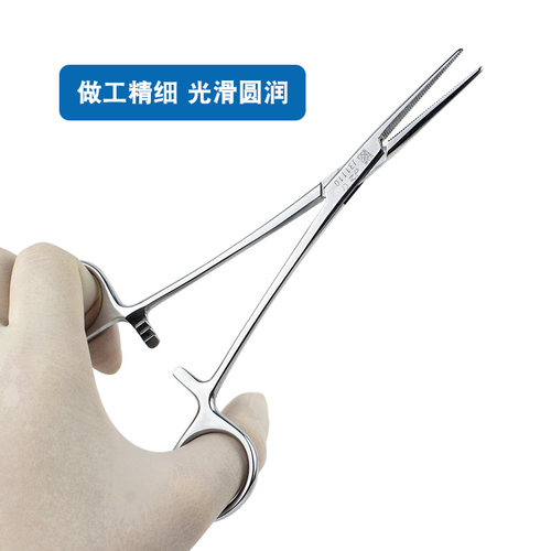 上海金钟手术器械不锈钢止血弯钳宠物钓鱼取钩钳子小号兽用20弯头 - 图1