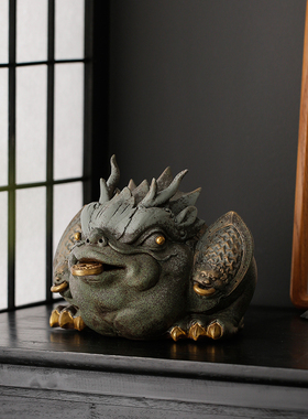 创意招财金蟾陶瓷工艺品送礼品中式家居客厅办公室桌面店铺装饰品