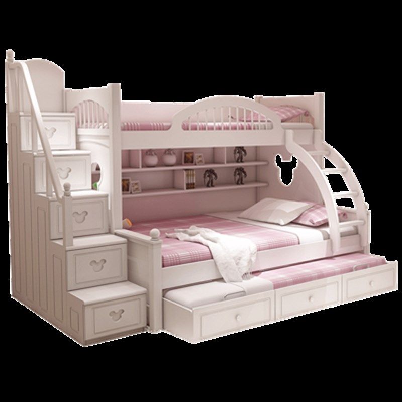 韩式田园米白上下床双层床男生女孩高低床子母床儿童床上下铺床,淘宝优惠券,粉丝福利购,淘宝优惠卷