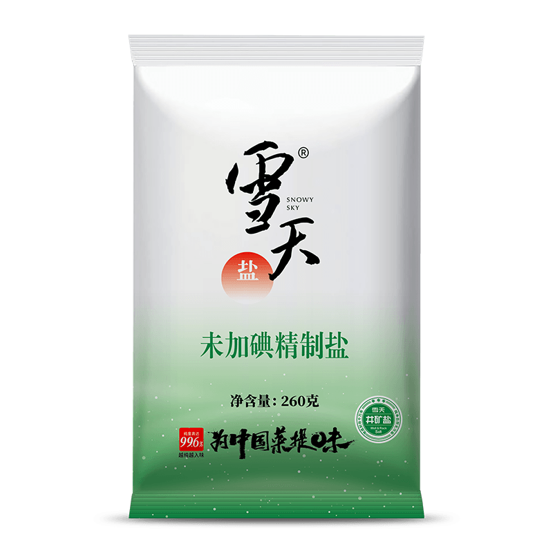雪天绿色未加碘精制盐260g食用盐调味细盐矿井盐不加碘盐巴提味