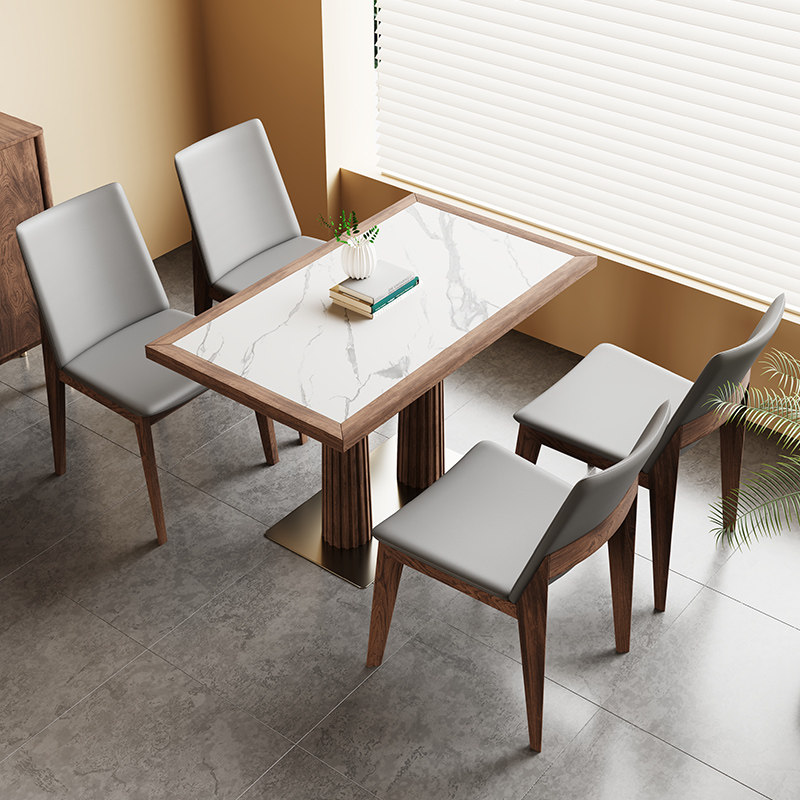 咖啡厅复古实木西餐厅日料店餐饮面馆饭店商用长方型岩板桌椅,淘宝优惠券,粉丝福利购,淘宝优惠卷