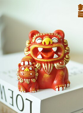 狮三百亲子狮 大小狮系列摸摸头抱抱狮空间摆件 纪念品