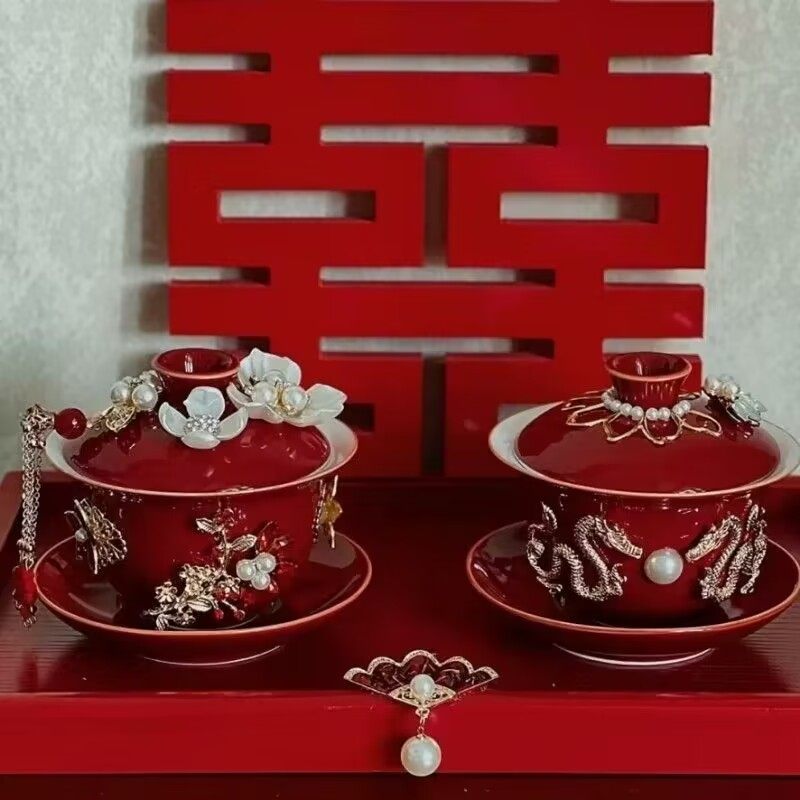 誓约同心敬茶杯婚庆用品陪嫁对杯diy手作装饰陶瓷盖碗敬茶杯结婚,淘宝优惠券,粉丝福利购,淘宝优惠卷