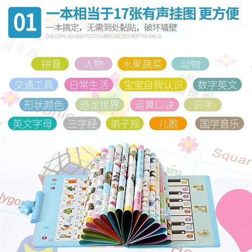 有声早教挂图认字拼音数学启蒙有声会说话带音乐交通1岁3岁玩具机 - 图1