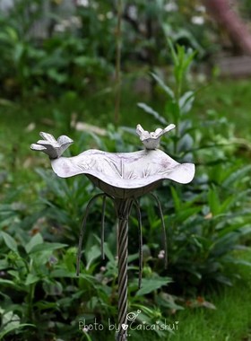 小喂鸟器装饰摆件花架烛台复古铁艺高架花园阳台杂货庭院装饰花架