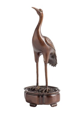 仙鹤摆件铜香薰炉香道用品办公桌茶几桌面装饰品家居玄关工艺礼品