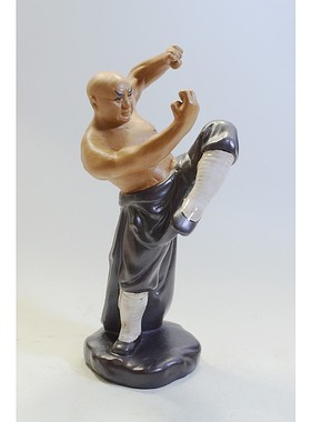 中华武术功夫陶瓷人物摆件 假山园林盆景公仔花盆落观赏地装饰品