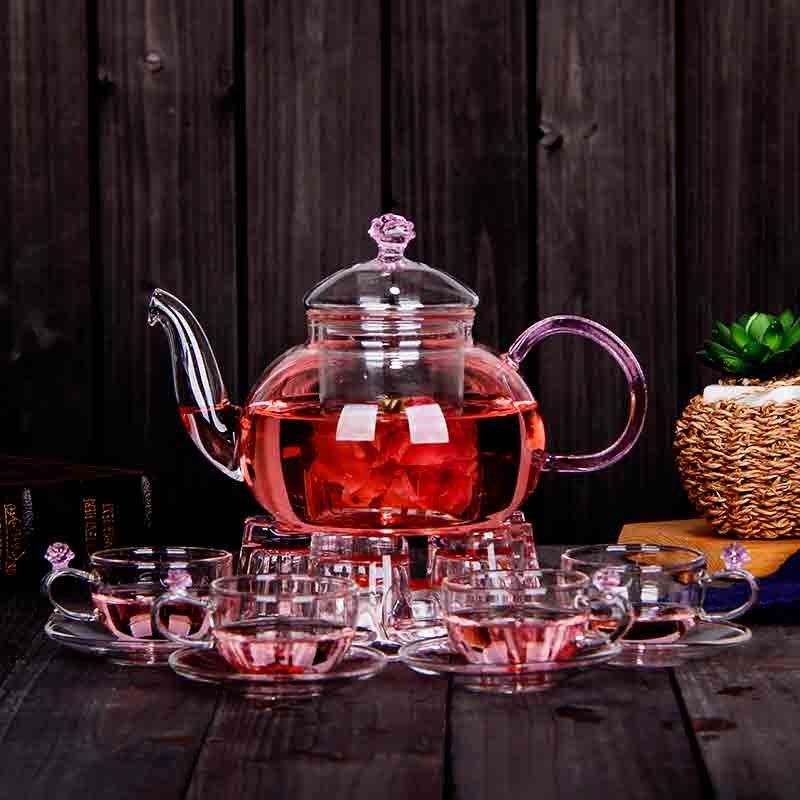 花茶壶套装蜡烛加热煮茶器玻璃养生壶家用水果茶泡茶壶花茶杯茶具,淘宝优惠券,粉丝福利购,淘宝优惠卷
