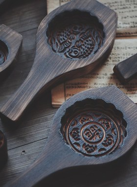 作旧中式老式月饼糕点木制模具 美食复古摄影道具【二店道具铺】