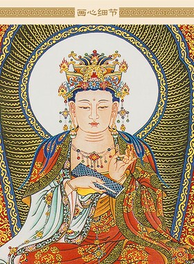 明清复古水陆画 华严三圣图毗卢遮那佛文殊普贤菩萨佛像卷轴挂画