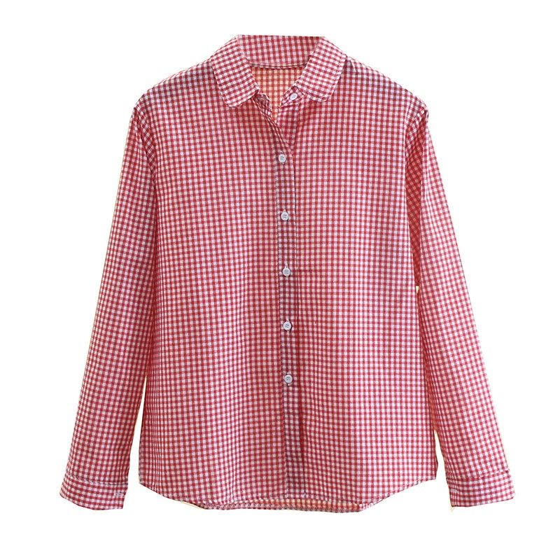 洋气时尚格子衬衫女长袖春秋新款百搭宽松显瘦学生内搭娃娃领上衣,淘宝优惠券,粉丝福利购,淘宝优惠卷