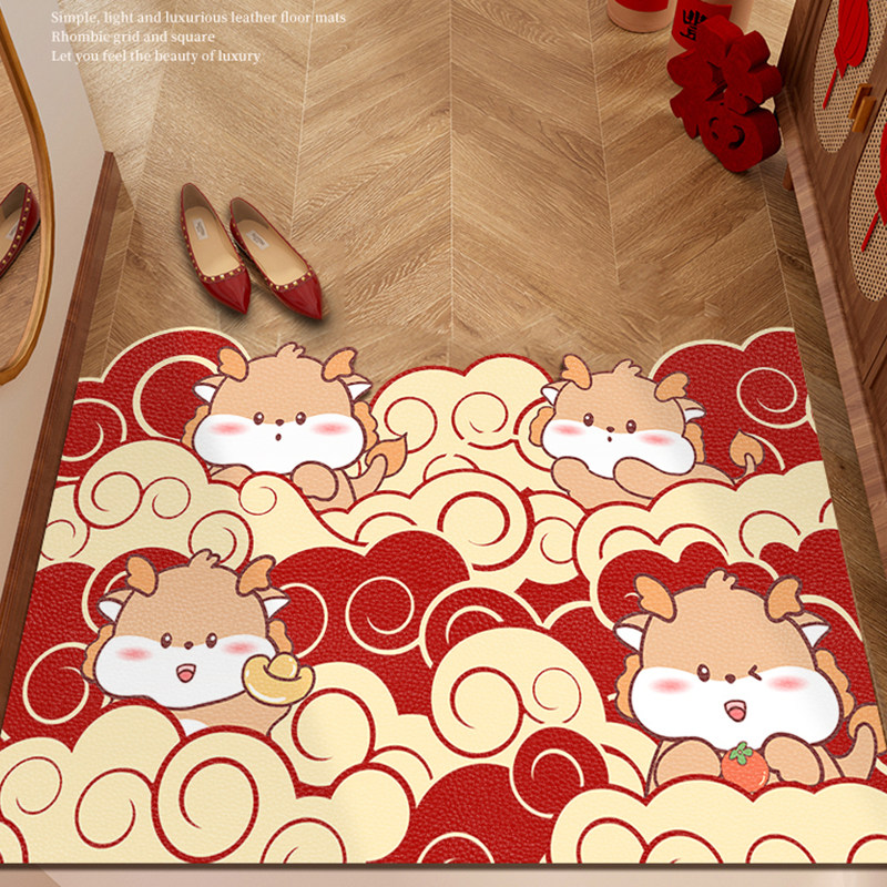 pvc入户门地垫简约高级感进门门口地毯玄关可擦免洗红色脚垫喜庆,淘宝优惠券,粉丝福利购,淘宝优惠卷