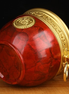 加重版彩绘招字聚宝盆铜缸摆件 铜缸摆件 铜聚宝盆摆件