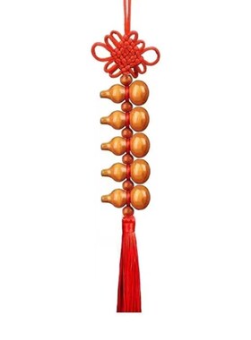 桃木中国结葫芦挂件家居五福小葫芦门对门卧室吉祥挂件车内挂饰
