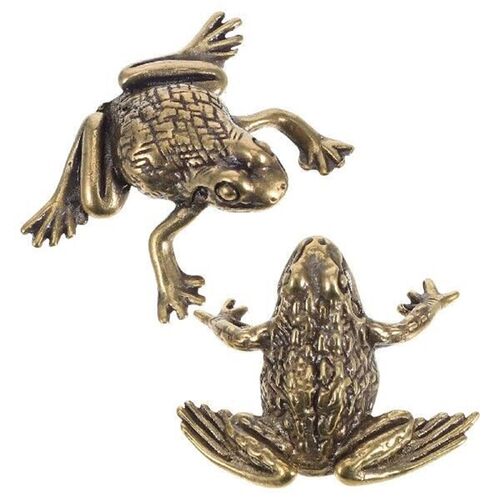 2pcs Copper Set Retro Desktop Brass Statue Brass Frog - 图3