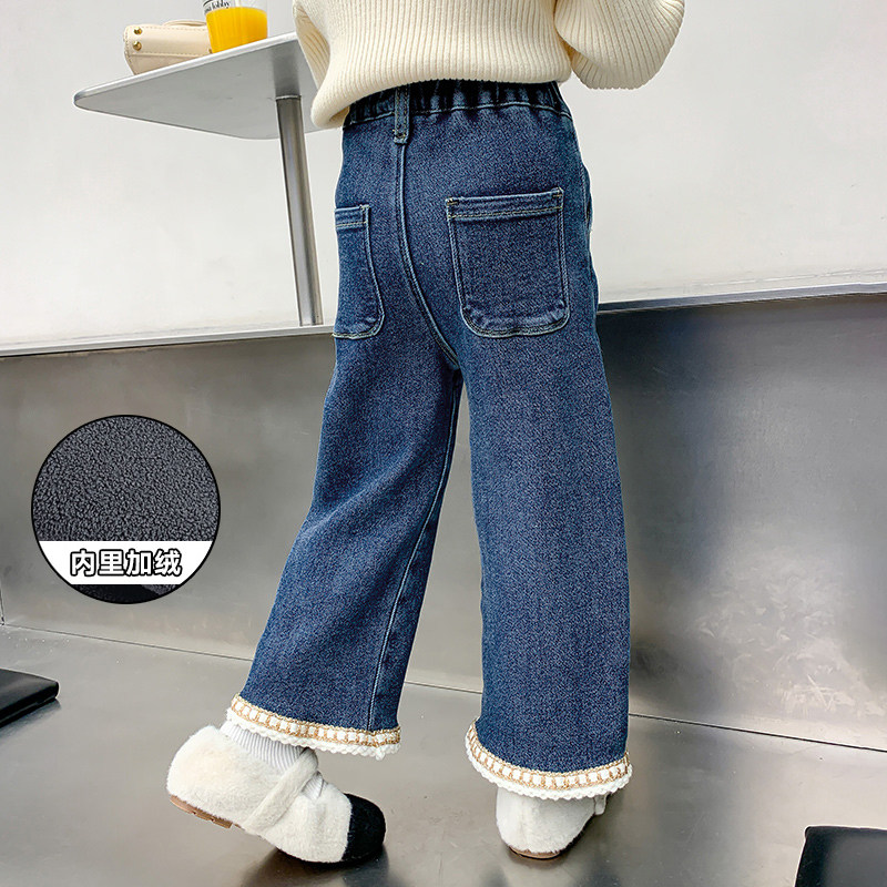 女童裤子秋冬款加绒2023新款冬装时髦一体绒牛仔裤冬季儿童套装长,淘宝优惠券,粉丝福利购,淘宝优惠卷