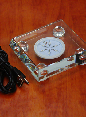 工艺礼品摆饰琉璃水晶发光底座七彩色自动变化可控制颜色透光柜台