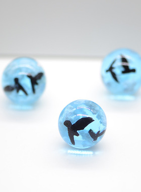 10Pcs Chic Transparent Acrylic Resin Round Ball Pendant Blue