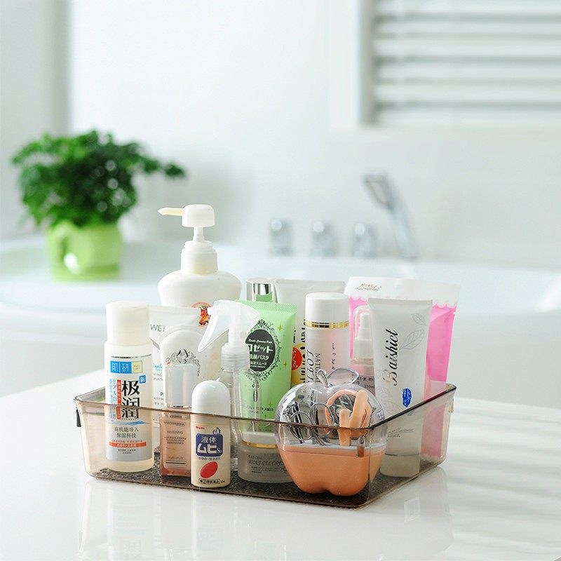日本SP桌面化妆品收纳盒透明亚克力护肤品托盘卫生间浴室洗漱台盒,淘宝优惠券,粉丝福利购,淘宝优惠卷