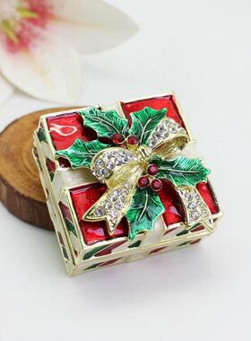 新年礼品珐圣诞礼物琅圣诞礼物彩蝴蝶结金属小品首盒子情人饰节礼