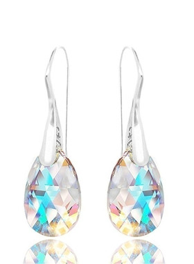 Hot Crystals  Blue Aurora Borealis Adorned Woman Fashion Ear