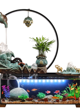 流水摆件循环水器生财家居客厅办公室桌面小鱼缸创意陶瓷自带过滤