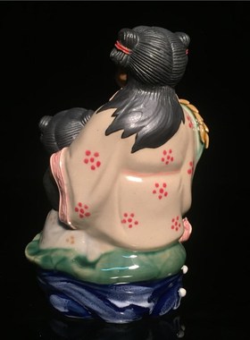 石湾公仔陶瓷和合人物摆件创意家居电视柜工艺品客厅摆设亲友送礼