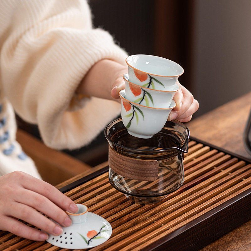 玻璃旅行茶具便携式快客杯个人专用随身包套装户外功夫茶杯泡茶壶,淘宝优惠券,粉丝福利购,淘宝优惠卷