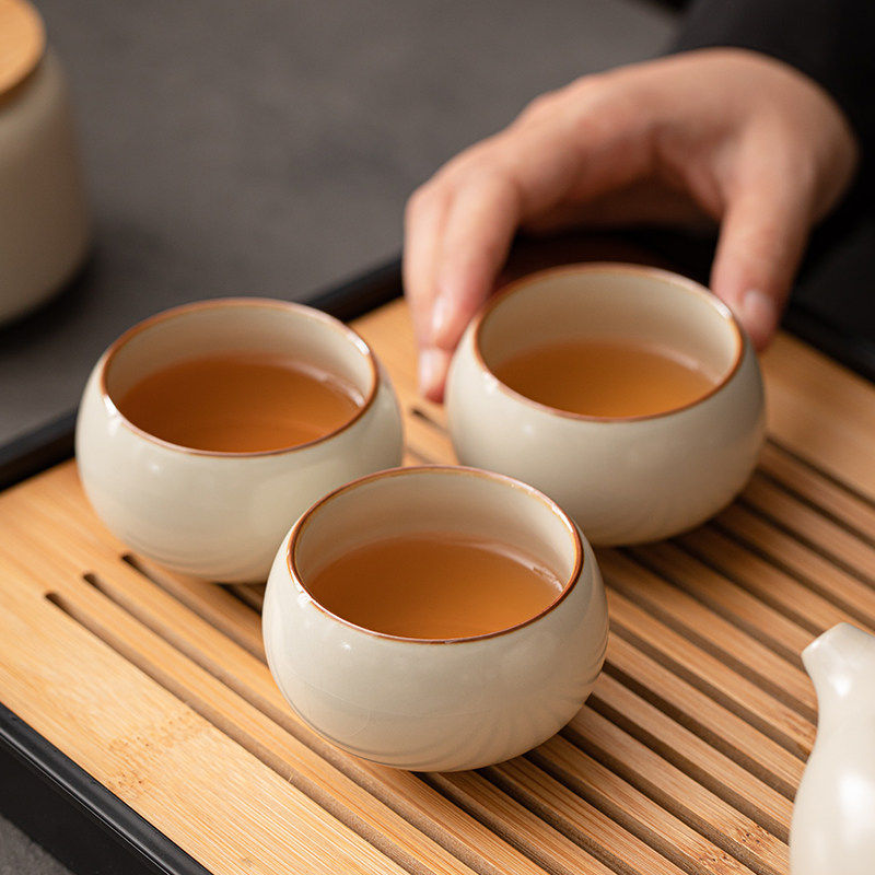 米黄汝窑茶杯家用陶瓷主人杯高档品茗杯单杯功夫茶具个人专用茶盏,淘宝优惠券,粉丝福利购,淘宝优惠卷