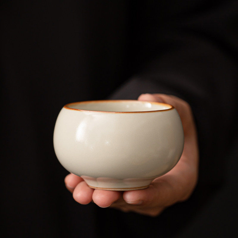 米黄汝窑茶杯家用陶瓷主人杯高档品茗杯单杯功夫茶具个人专用茶盏,淘宝优惠券,粉丝福利购,淘宝优惠卷