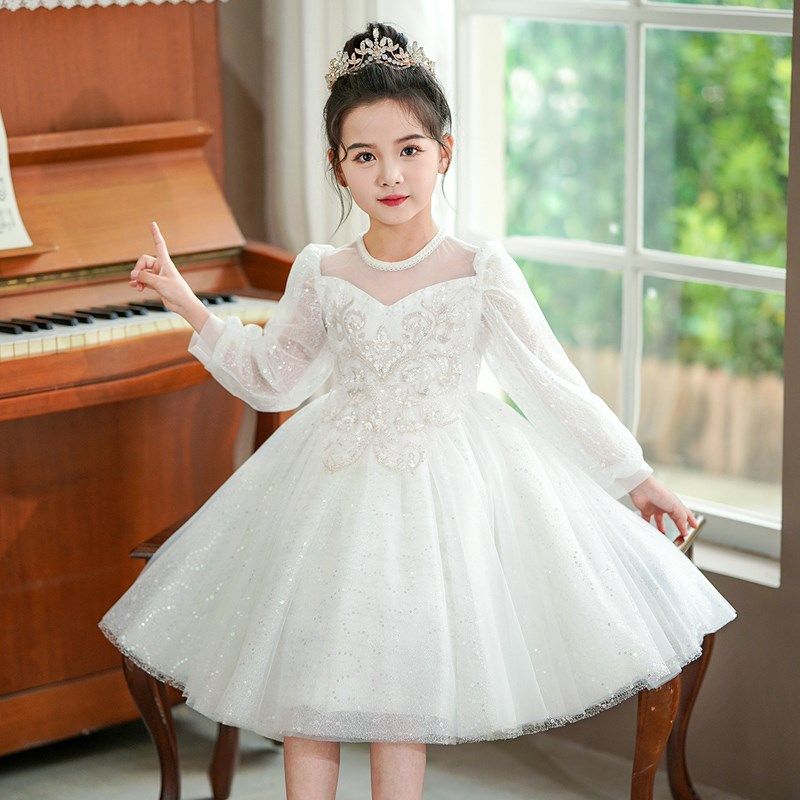 女童礼服春秋2024新款周岁网纱蓬蓬裙小女孩公主裙秋装儿童演出服,淘宝优惠券,粉丝福利购,淘宝优惠卷