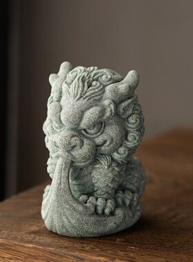 可爱吸水小麒麟招财创意瑞兽茶桌茶玩鱼缸微景观客厅桌面装饰摆件