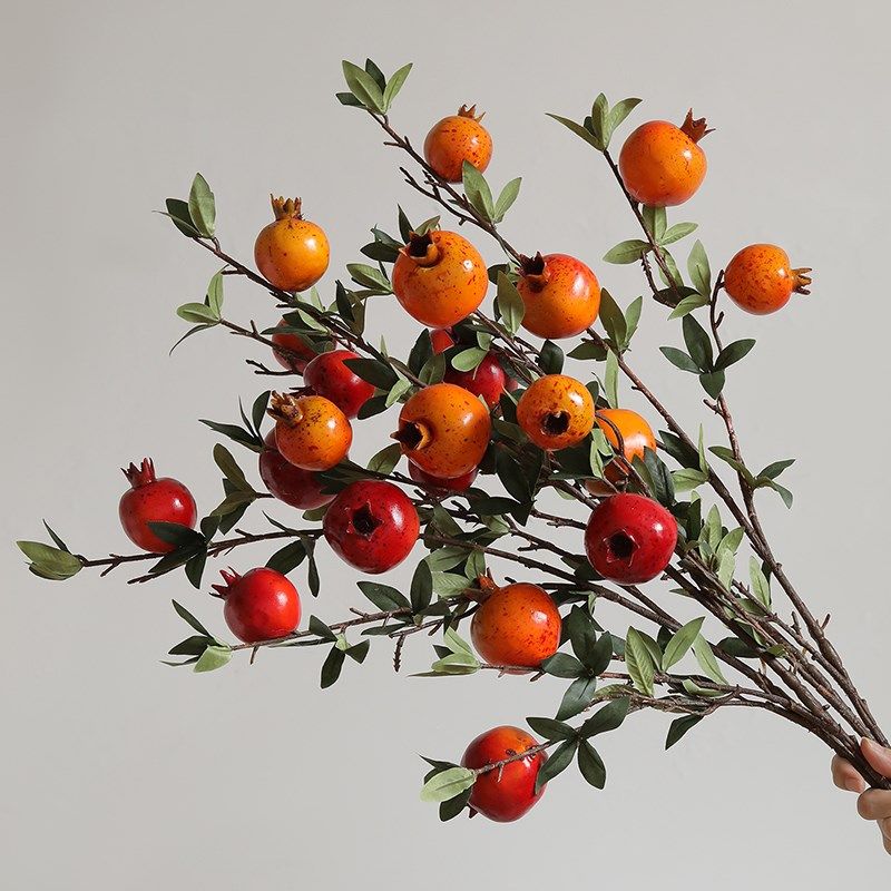 高档仿真石榴果仿真花假花插花果树枝干花客厅装饰品柿子摆件如意,淘宝优惠券,粉丝福利购,淘宝优惠卷