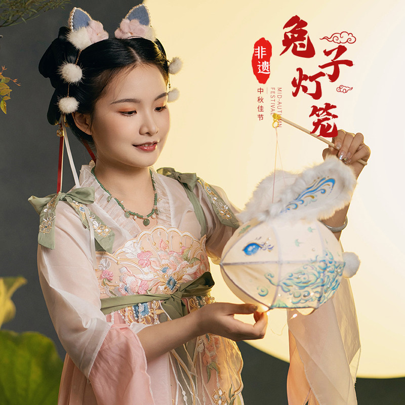 中秋节新款古风兔子灯笼儿童手提发光玉兔宫灯花灯装饰制作材料包,淘宝优惠券,粉丝福利购,淘宝优惠卷