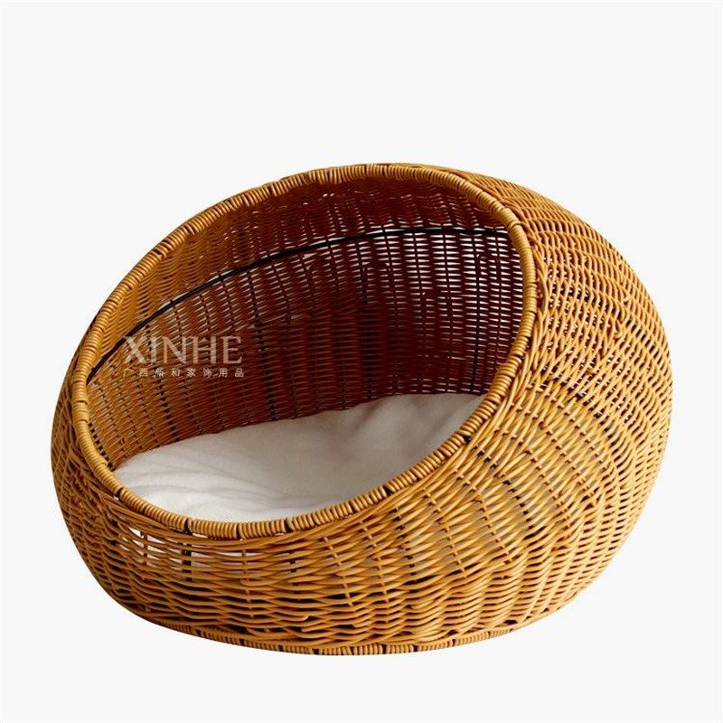 藤编猫窝狗窝宠物窝四季通用半封闭透气藤编宠物窝宠物用品耐磨,淘宝优惠券,粉丝福利购,淘宝优惠卷