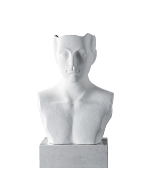 欧式人物雕塑男头像插花器陶瓷蓝白色花瓶样板房家居客厅卧室摆件