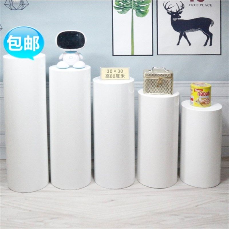 圆形烤漆展示台中岛圆柱底座展柜橱窗摆台立柱道具商用木质陈列柜,淘宝优惠券,粉丝福利购,淘宝优惠卷