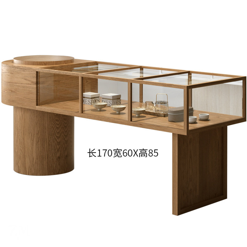 Glass display cabinet island table tea room tea set ceramic jewelry antique jade jade display shelves display counter
