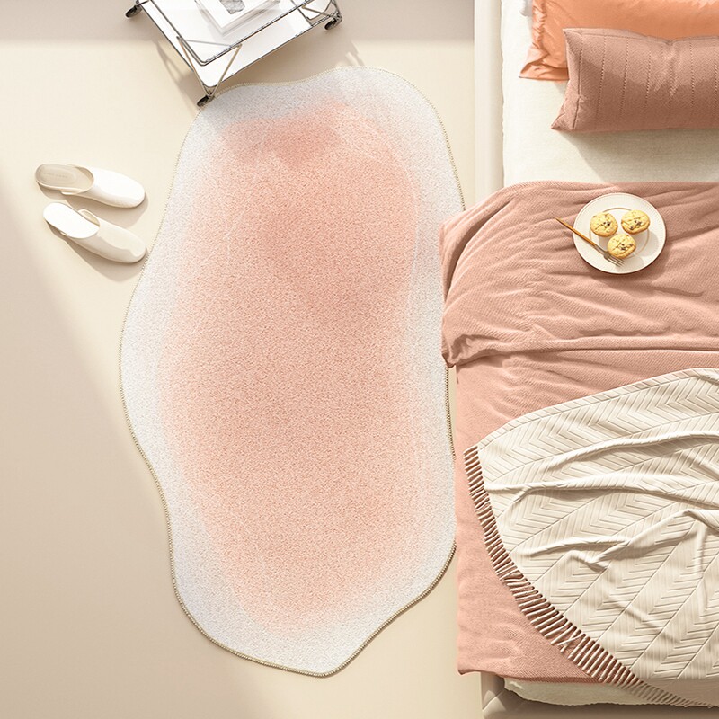 蓝色床边地毯卧室仿羊绒异形云朵撸猫感毛绒地垫高级感房间垫子,淘宝优惠券,粉丝福利购,淘宝优惠卷