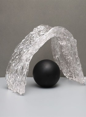 极简风抽象玻璃飘带摆件样板房售楼部书房客厅餐厅桌面玄关饰品