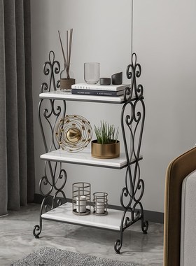 北欧铁艺客厅落地式置物架轻奢多层架子收纳架室内卧室物品陈列架