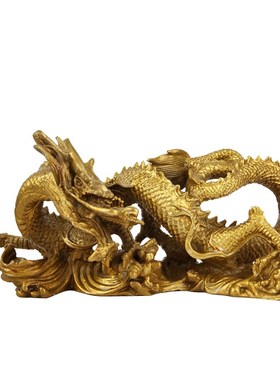 朴器 铜过江龙摆件 铜回头龙摆件