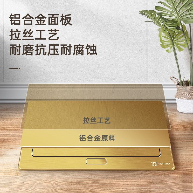 弹起式桌面插座二位五孔桌面插座嵌入式金色多媒体阻尼慢弹桌插,淘宝优惠券,粉丝福利购,淘宝优惠卷