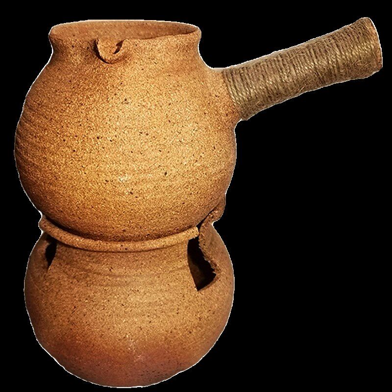 Yunnan earthen pottery jar Dali roast tea jar dry roast kang tea boiling tea jar alcohol stove side tea set full handmade firewood grill