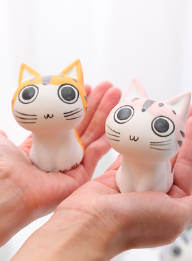 吾制陶瓷创意小猫狗情侣摆件纪念可爱车载桌面装饰结婚礼物送新人
